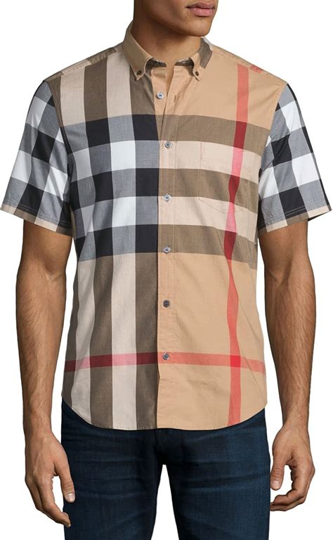 mens burberry short sleeve shirt|burberry button down shirt men.